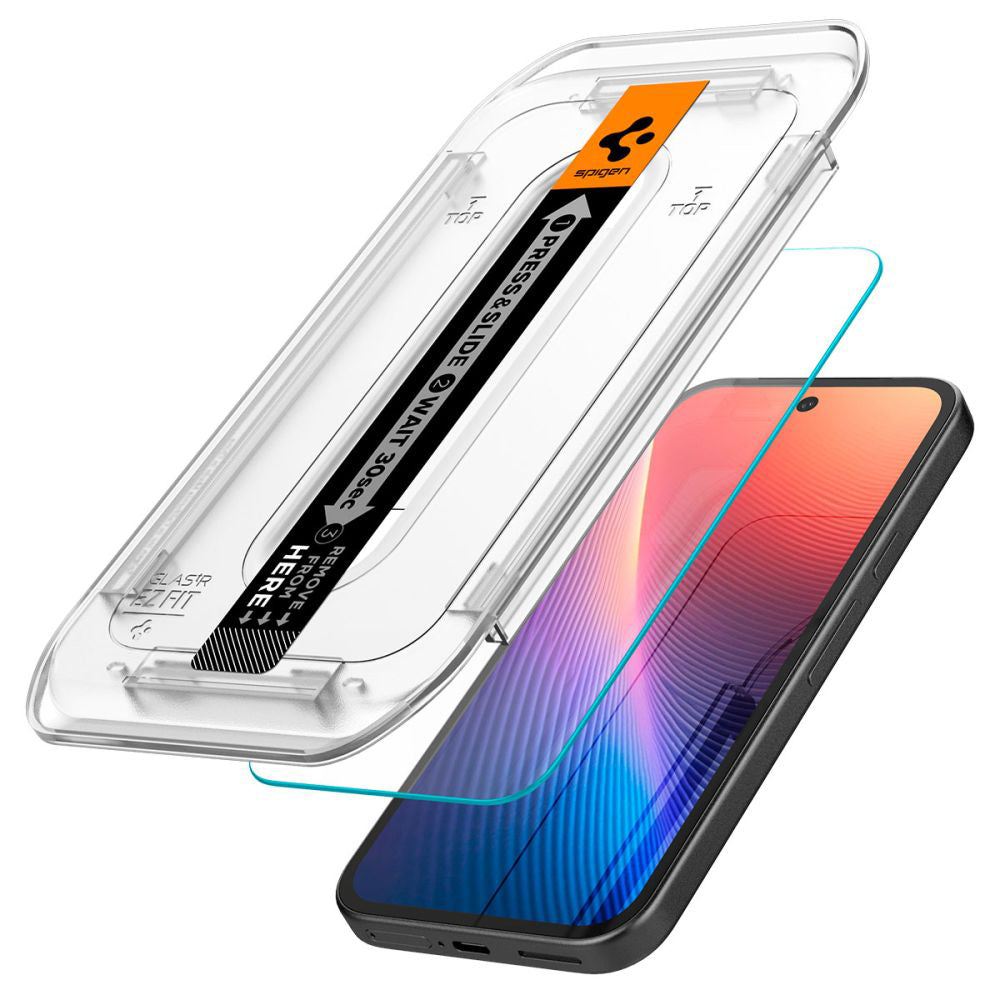 Folia ochronna na ekran Spigen GlastR EZ FIT dla Google Pixel 9a, Hartowane szkło, Pełne klejenie, Zestaw 2 sztuki AGL08938