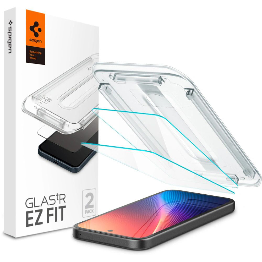 Folia ochronna na ekran Spigen GlastR EZ FIT dla Google Pixel 9a, Hartowane szkło, Pełne klejenie, Zestaw 2 sztuki AGL08938