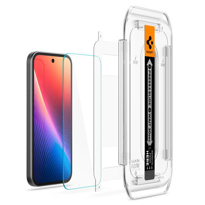 Folia ochronna na ekran Spigen GlastR EZ FIT dla Google Pixel 9a, Hartowane szkło, Pełne klejenie, Zestaw 2 sztuki AGL08938