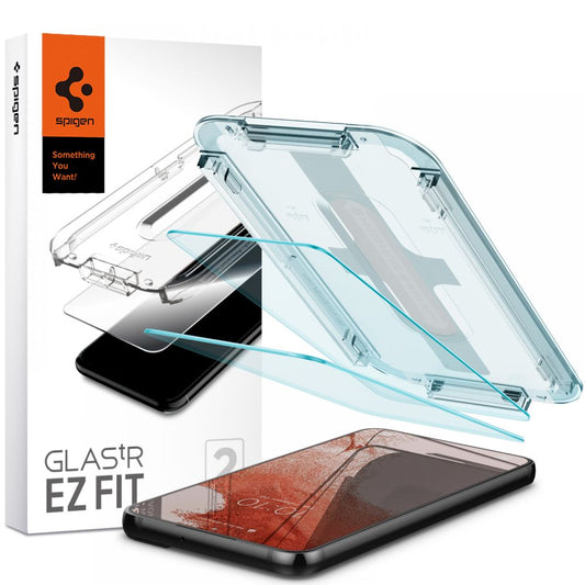 Folia ochronna na ekran Spigen GlastR EZ FIT do Samsung Galaxy S22 5G S901, szkło hartowane, pełna klej, zestaw 2 sztuki AGL04151