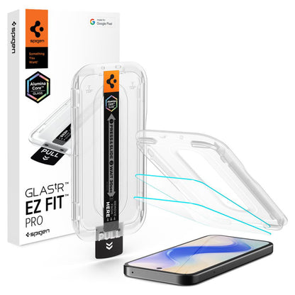 Folia ochronna do ekranu Spigen GlastR EZ FIT Pro HD dla Google Pixel 10a, Hartowane szkło, Pełne klejenie, Zestaw 2 sztuki AGL11364