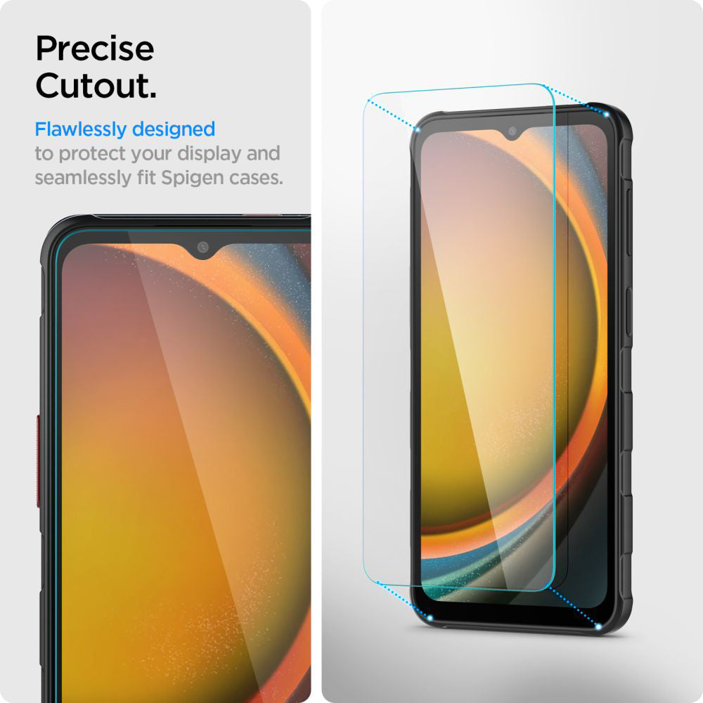 Folia ochronna na ekran Spigen GlastR Slim do Samsung Galaxy XCover7 Pro / Xcover7 G556, szkło hartowane, pełna klej, zestaw 2 sztuki AGL09407