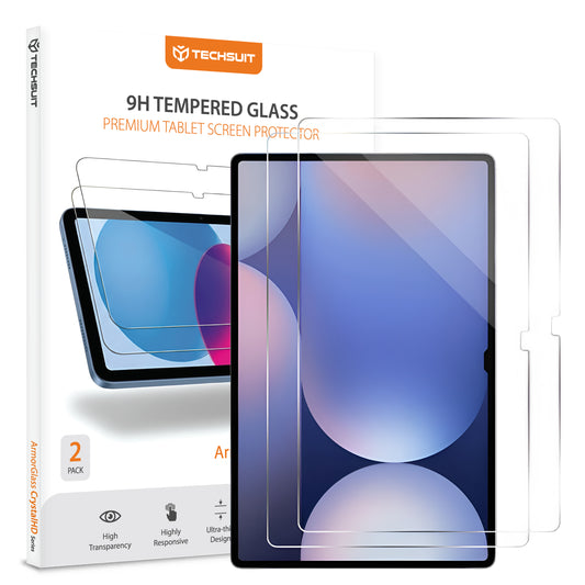 Folia ochronna na ekran Techsuit ArmorGlass CrystalHD dla Samsung Galaxy Tab S10+ / Tab S9 FE+, Hartowane szkło, Pełne klejenie, Zestaw 2 sztuki