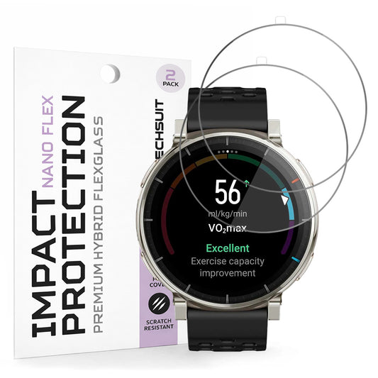 Folia ochronna Techsuit Nano Flex do Amazfit Active 3 Premium, Plastik, Zestaw 2 sztuki, Czarna