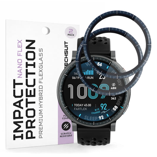 Folia ochronna Techsuit Nano Flex do Amazfit Active Max, Plastik, Zestaw 2 sztuki, Czarna