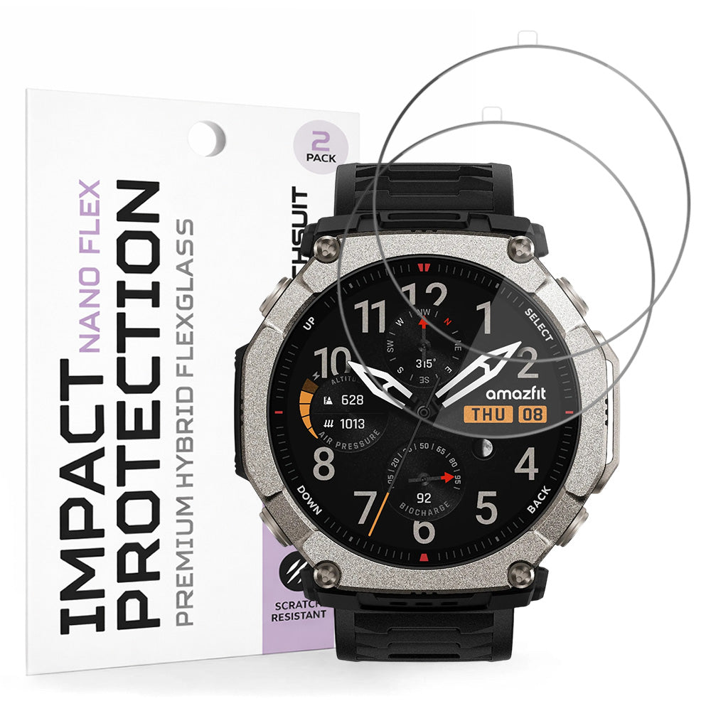 Folia ochronna do ekranu Techsuit Nano Flex dla Amazfit T-Rex Ultra 2, Plastik, Zestaw 2 sztuki, Czarna