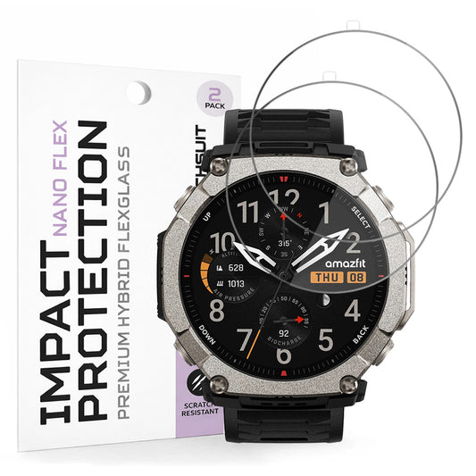 Folia ochronna do ekranu Techsuit Nano Flex dla Amazfit T-Rex Ultra 2, Plastik, Zestaw 2 sztuki, Czarna