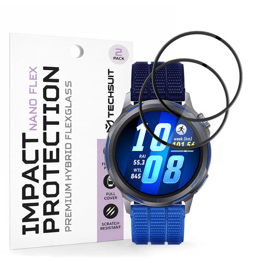 Folia ochronna Techsuit Nano Flex do Huawei Watch GT Runner 2, Plastik, Zestaw 2 sztuki, Czarna