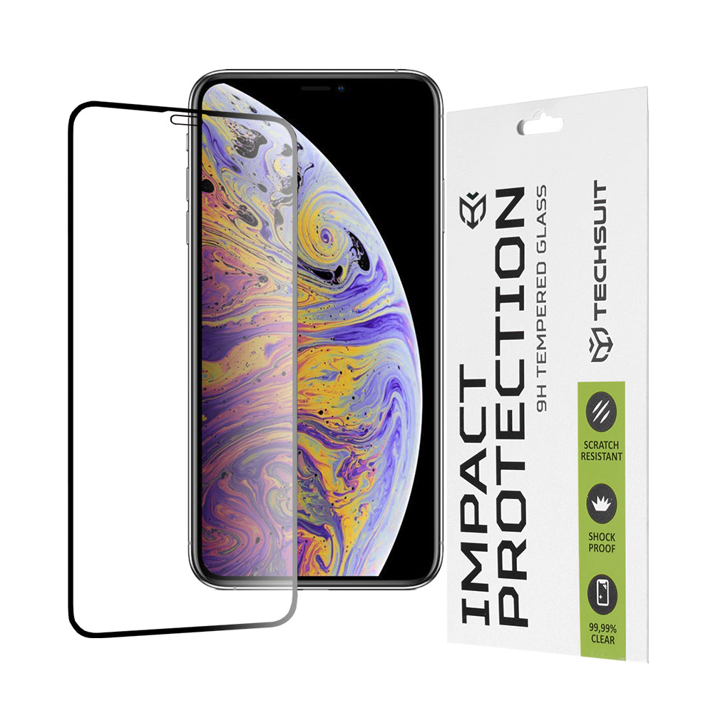 Folia ochronna na ekran Techsuit do Apple iPhone 11 Pro Max / XS Max, szkło hartowane, Full Glue, 111D, czarna