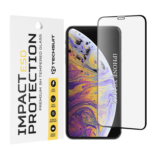Folia ochronna na ekran Techsuit do Apple iPhone 11 Pro Max / XS Max, szkło hartowane, pełna klej, czarna