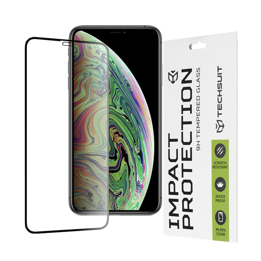 Folia ochronna na ekran Techsuit do Apple iPhone 11 Pro / XS / X, szkło hartowane, pełny klej, 111D, czarna
