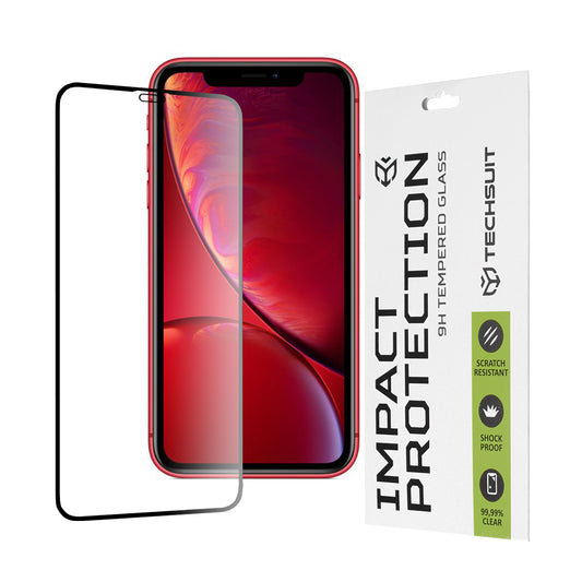 Folia ochronna na ekran Techsuit do Apple iPhone 11 / XR, szkło hartowane, pełny klej, 111D, czarna