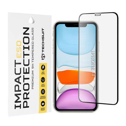 Folia ochronna na ekran Techsuit do Apple iPhone 11 / XR, szkło hartowane, pełna klej, czarna
