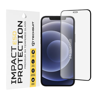Folia ochronna na ekran Techsuit do Apple iPhone 12 / 12 Pro, szkło hartowane, pełna klej, czarna