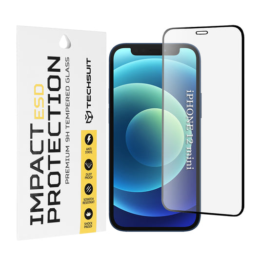 Folia ochronna na ekran Techsuit do Apple iPhone 12 mini, szkło hartowane, pełna klej, czarna