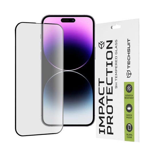Folia ochronna na ekran Techsuit do Apple iPhone 14 Pro Max, szkło hartowane, pełny klej, 111D, czarna