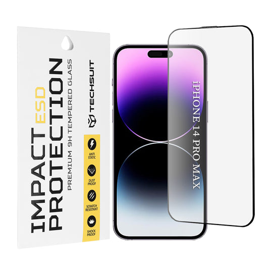 Folia ochronna na ekran Techsuit do Apple iPhone 14 Pro Max, szkło hartowane, pełna klej, czarna