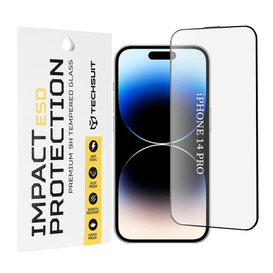 Folia ochronna na ekran Techsuit do Apple iPhone 14 Pro, szkło hartowane, pełna klej, czarna