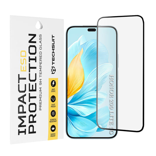 Folia ochronna na ekran Techsuit do Honor 200 Lite, szkło hartowane, pełna klej, czarna