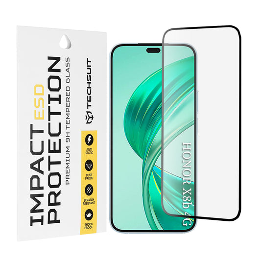 Folia ochronna na ekran Techsuit do Honor 400 Lite / X8c / X8b, szkło hartowane, pełna klej, czarna