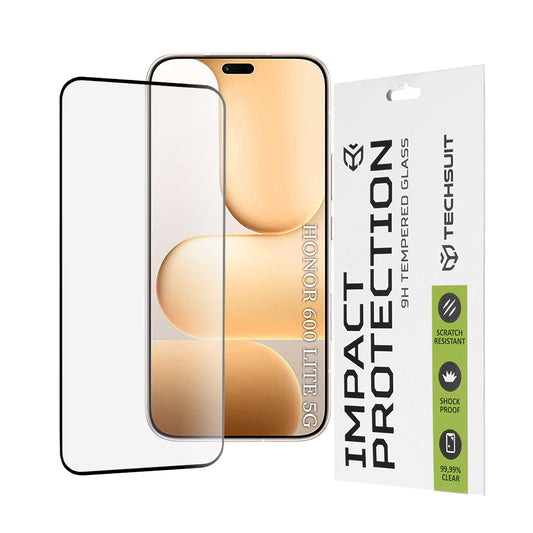 Folia ochronna na ekran Techsuit dla Honor 600 Lite, Szkło Hartowane, Full Glue, 111D, Czarna