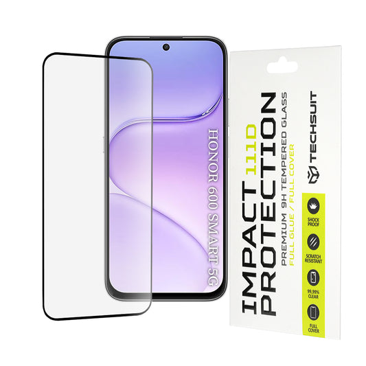 Folia ochronna na ekran Techsuit do Honor 600 Smart, szkło hartowane, Full Glue, 111D, czarna