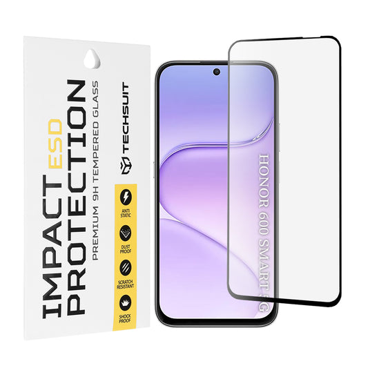 Folia ochronna na ekran Techsuit do Honor 600 Smart, szkło hartowane, pełna klej, czarna