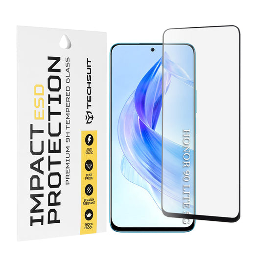Folia ochronna na ekran Techsuit do Honor 90 Lite, szkło hartowane, pełna klej, czarna