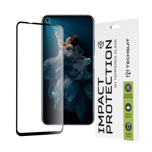 Folia ochronna na ekran Techsuit do Huawei Mate 30 Lite / nova 5T / Honor 20 / 20 Pro, szkło hartowane, Full Glue, 111D, czarna