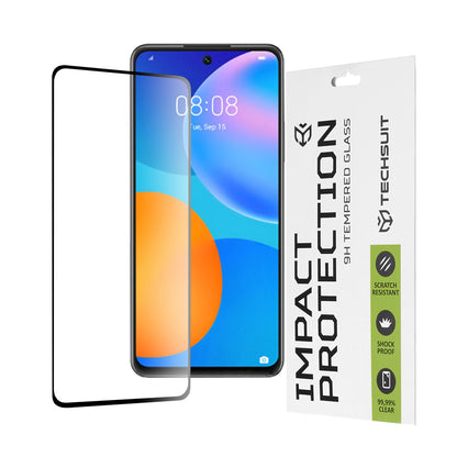 Techsuit Screen Protector Film for Huawei P smart 2021, Tempered Glass, Full Glue, 111D, Black