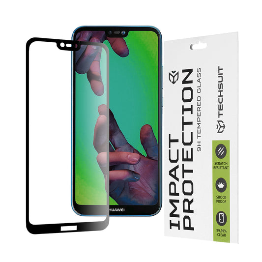Folia ochronna na ekran Techsuit do Huawei P20 Lite, szkło hartowane, Full Glue, 111D, czarna