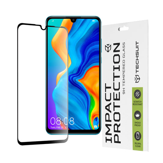 Folia ochronna na ekran Techsuit do Huawei P30 lite New Edition / P30 lite, szkło hartowane, Full Glue, 111D, czarna