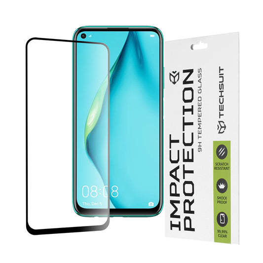 Folia ochronna na ekran Techsuit do Huawei P40 lite 4G / P20 lite (2019), szkło hartowane, Full Glue, 111D, czarna
