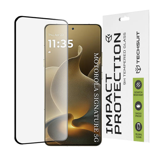 Folia ochronna na ekran Techsuit dla Motorola Edge 70 Ultra / Signature, Hartowane szkło, 111D, Full Glue, Czarna