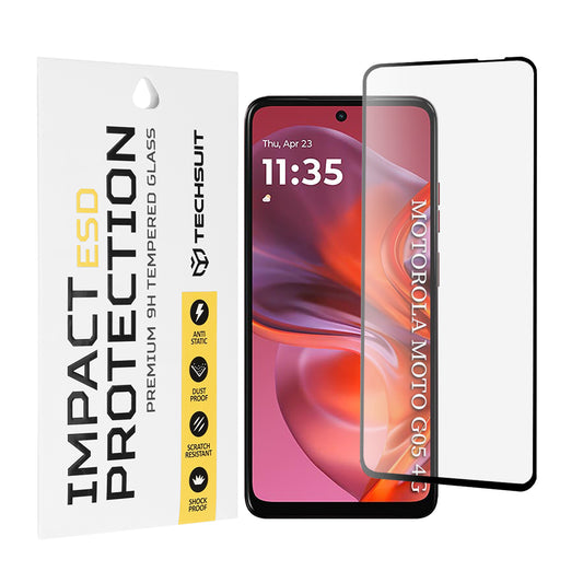 Folia ochronna na ekran Techsuit do Motorola Moto E15 / G05, szkło hartowane, pełna klej, czarna