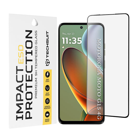 Folia ochronna na ekran Techsuit do Motorola Moto G15 / G15 Power, szkło hartowane, pełna klej, czarna