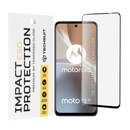Folia ochronna na ekran Techsuit do Motorola Moto G32, szkło hartowane, pełna klej, czarna