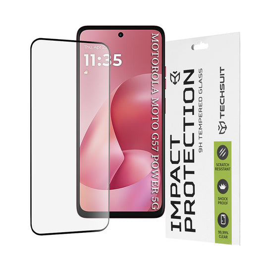Techsuit Screen Protector for Motorola Moto G67 Power / G57 Power, Tempered Glass, Full Glue, 111D, Black