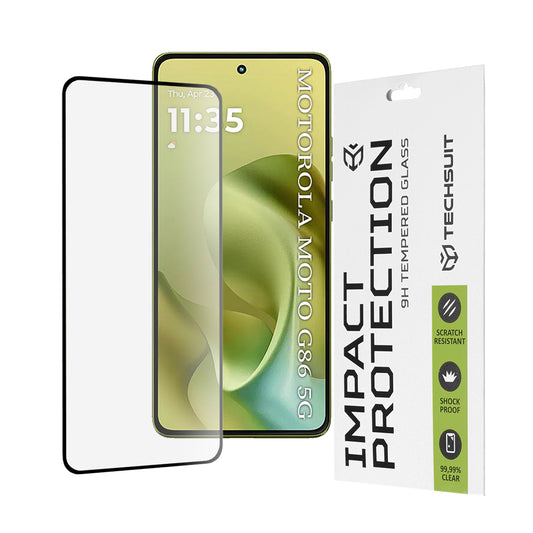 Folia ochronna na ekran Techsuit do Motorola Moto G86, szkło hartowane, pełne klejenie, 111D, czarna