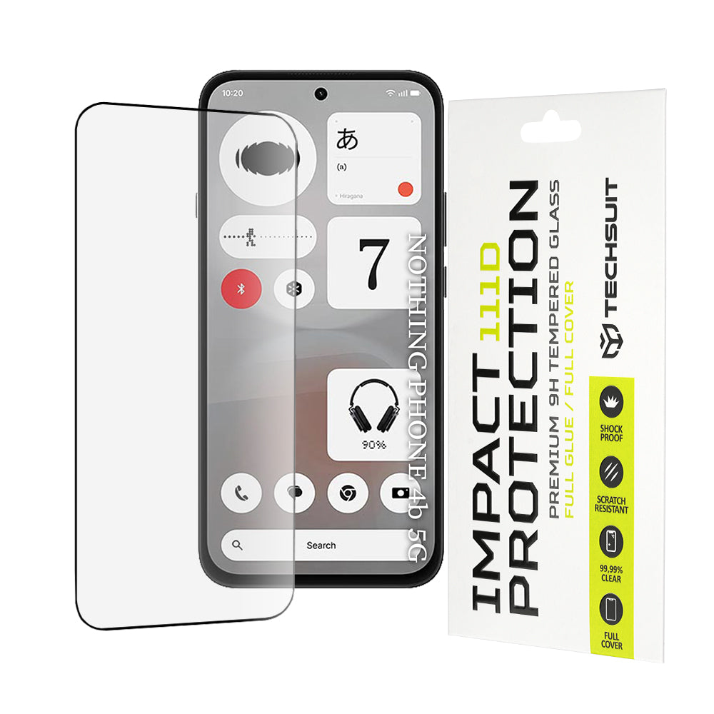 Techsuit Screen Protector Film for Nothing Phone (4b), Tempered Glass, Full Glue, 111D, Black