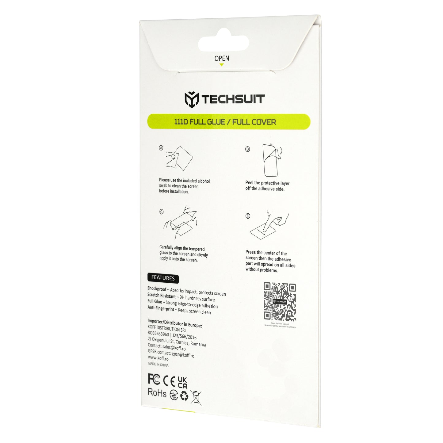 Techsuit Screen Protector Film for Nothing Phone (4b), Tempered Glass, Full Glue, 111D, Black