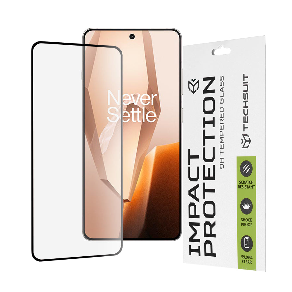 Techsuit Screen Protector Film for OnePlus 13R, Tempered Glass, Full Glue, 111D, Black