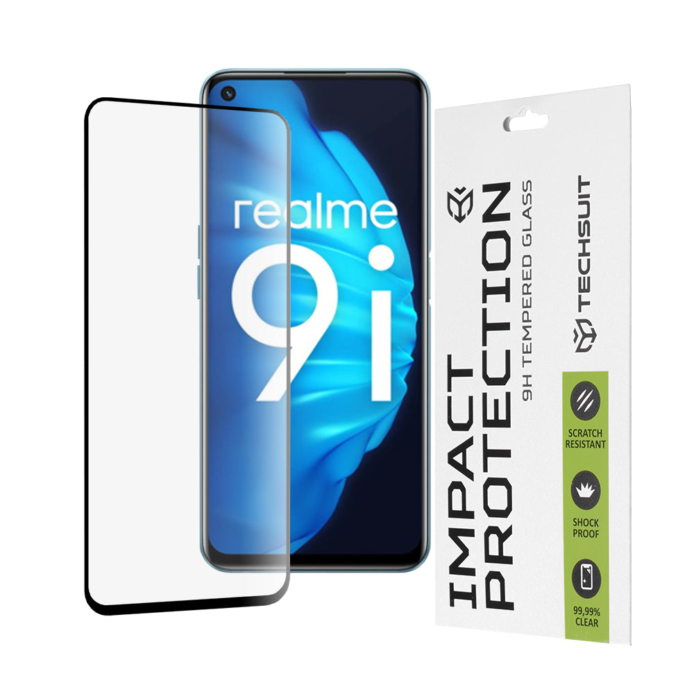 Folia ochronna na ekran Techsuit do OnePlus Nord CE 2 Lite 5G / Realme Narzo 50 / 9 5G / 9i / 9 Pro, szkło hartowane, Full Glue, 111D, czarna