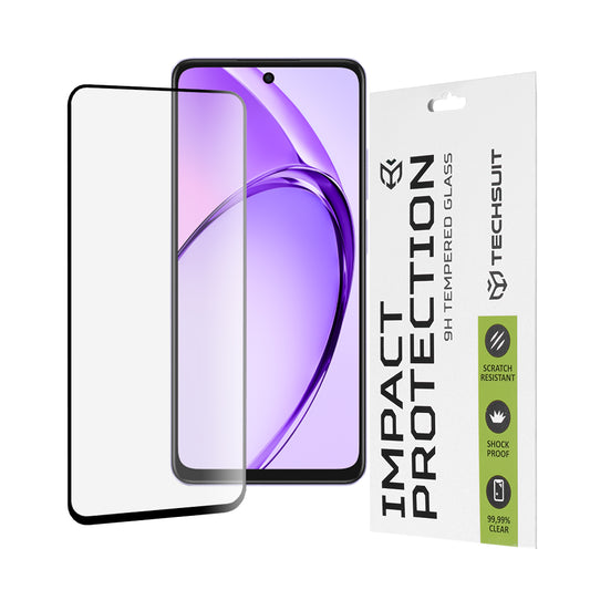 Folia ochronna na ekran Techsuit do Oppo A3 4G / A3 5G, szkło hartowane, Full Glue, 111D, czarna