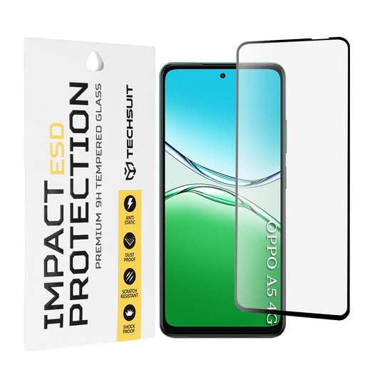 Folia ochronna na ekran Techsuit do Oppo A5 4G / A5 5G, szkło hartowane, pełna klej, czarna