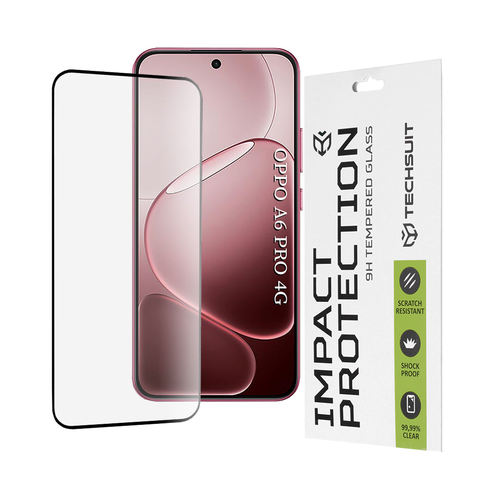Folia ochronna na ekran Techsuit dla Oppo A6 Pro 5G / A6 Pro 4G, Hartowane szkło, Full Glue, 111D, Czarna