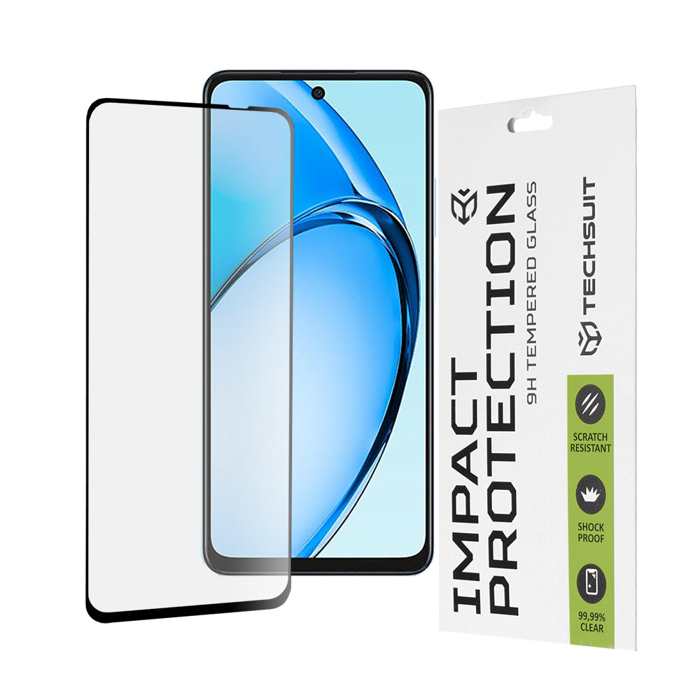 Folia ochronna na ekran Techsuit do Oppo A60, szkło hartowane, Full Glue, 111D, czarna