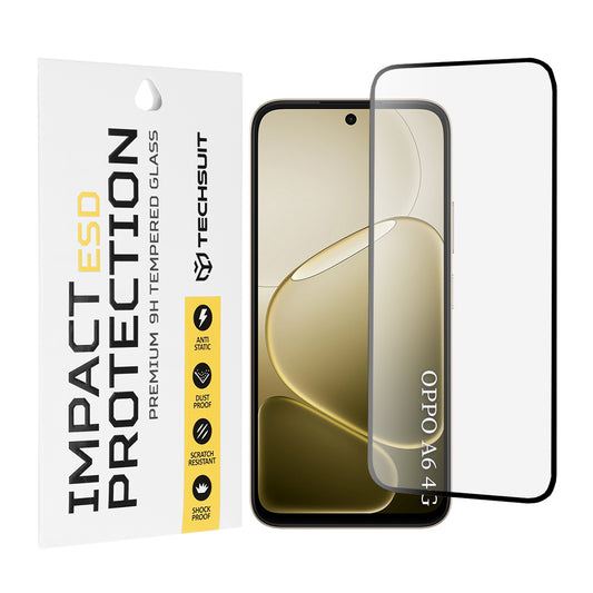 Folia ochronna na ekran Techsuit dla Oppo A6x 4G / A6x / A6 4G, Hartowane szkło, Pełne klejenie, Czarna