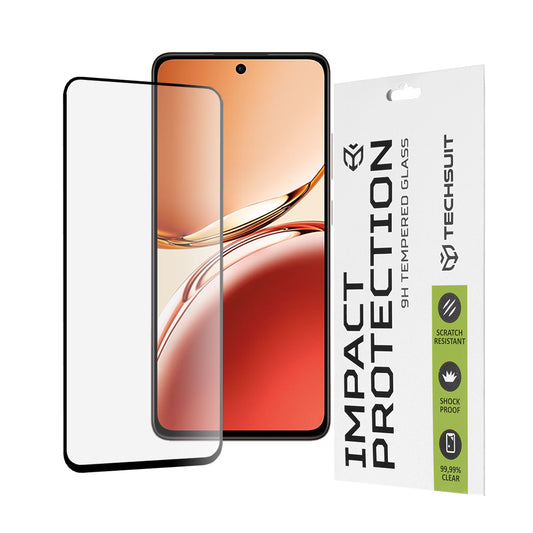 Folia ochronna na ekran Techsuit do Oppo Reno12 FS 5G / Reno12 FS 4G / Reno12 F 4G / Reno12 F, szkło hartowane, pełne klejenie, 111D, czarna