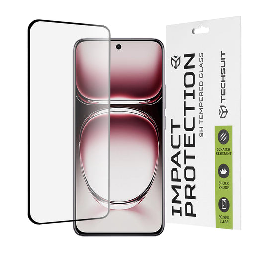 Techsuit Screen Protector Film for Oppo Reno12 Pro, Tempered Glass, Full Glue, 111D, Black